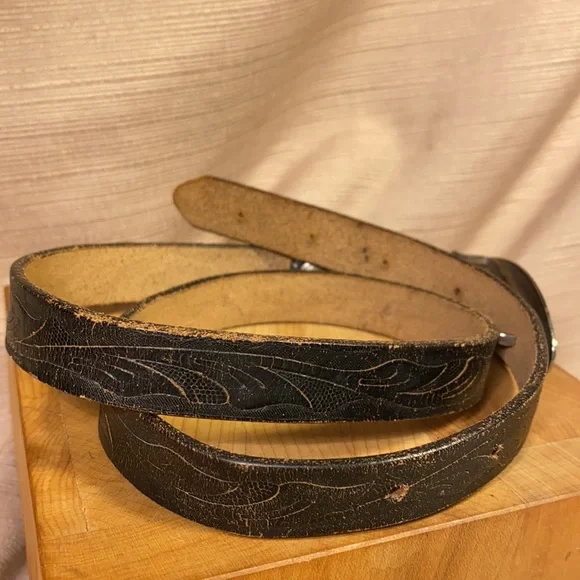 Handmade Ranchero leather vintage belt w/buckle